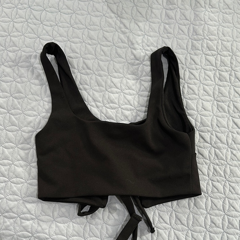 Missguided Black Sleeveless Tie Front Crop Top